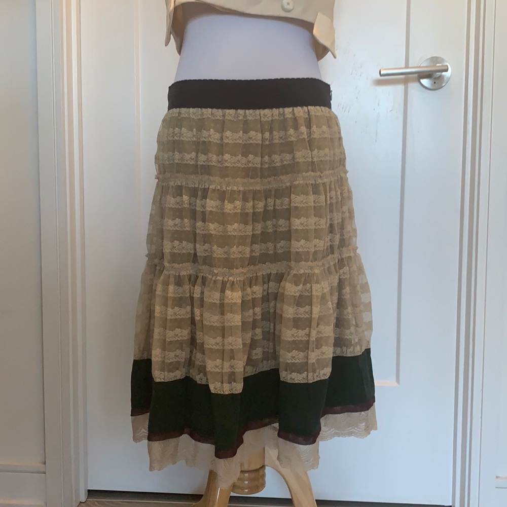 Tocca Lace and Silk Skirt Romantic Boho NEW